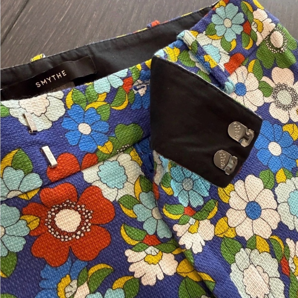Smythe Floral Bootcut Pants - Blue and White - Picture 6 of 8